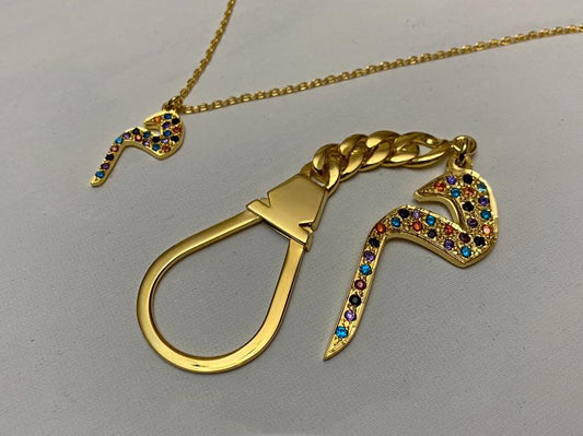 High-End Handmade Custom Letter Or Name (Gold, Silver, Platinum Plated Copper) Keychain & Necklace With Colorful Gemstones