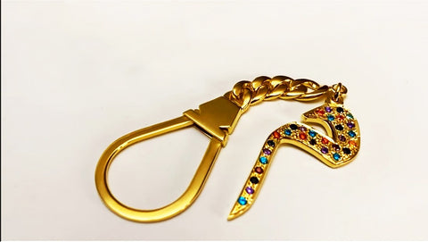 High-End Handmade Custom Letter Or Name (Gold, Silver, Platinum Plated Copper) Keychain & Necklace With Colorful Gemstones