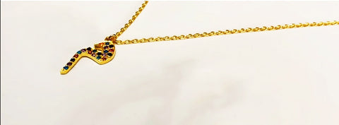 High-End Handmade Custom Letter Or Name (Gold, Silver, Platinum Plated Copper) Keychain & Necklace With Colorful Gemstones