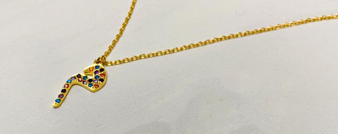 High-End Handmade Custom Letter Or Name (Gold, Silver, Platinum Plated Copper) Keychain & Necklace With Colorful Gemstones