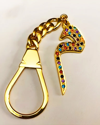 High-End Handmade Custom Letter Or Name (Gold, Silver, Platinum Plated Copper) Keychain & Necklace With Colorful Gemstones